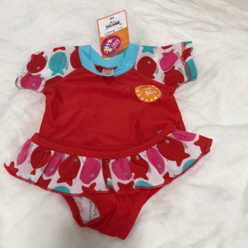 NWT Baby 2-piece swimsuit, UPF 50, 3-6mo